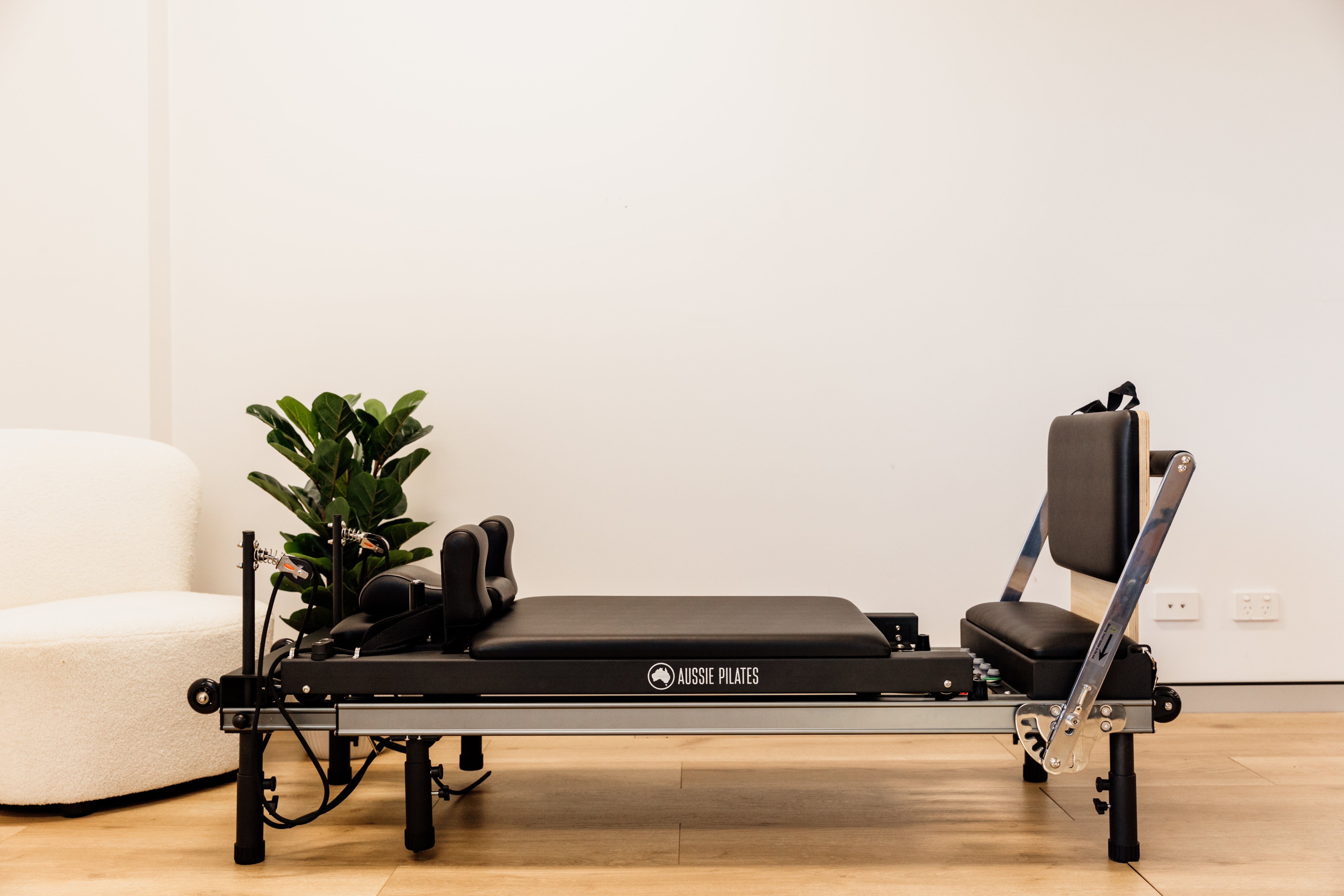 Light Gray Sleek Foldaway Reformer by Aussie Pilates Pilates World