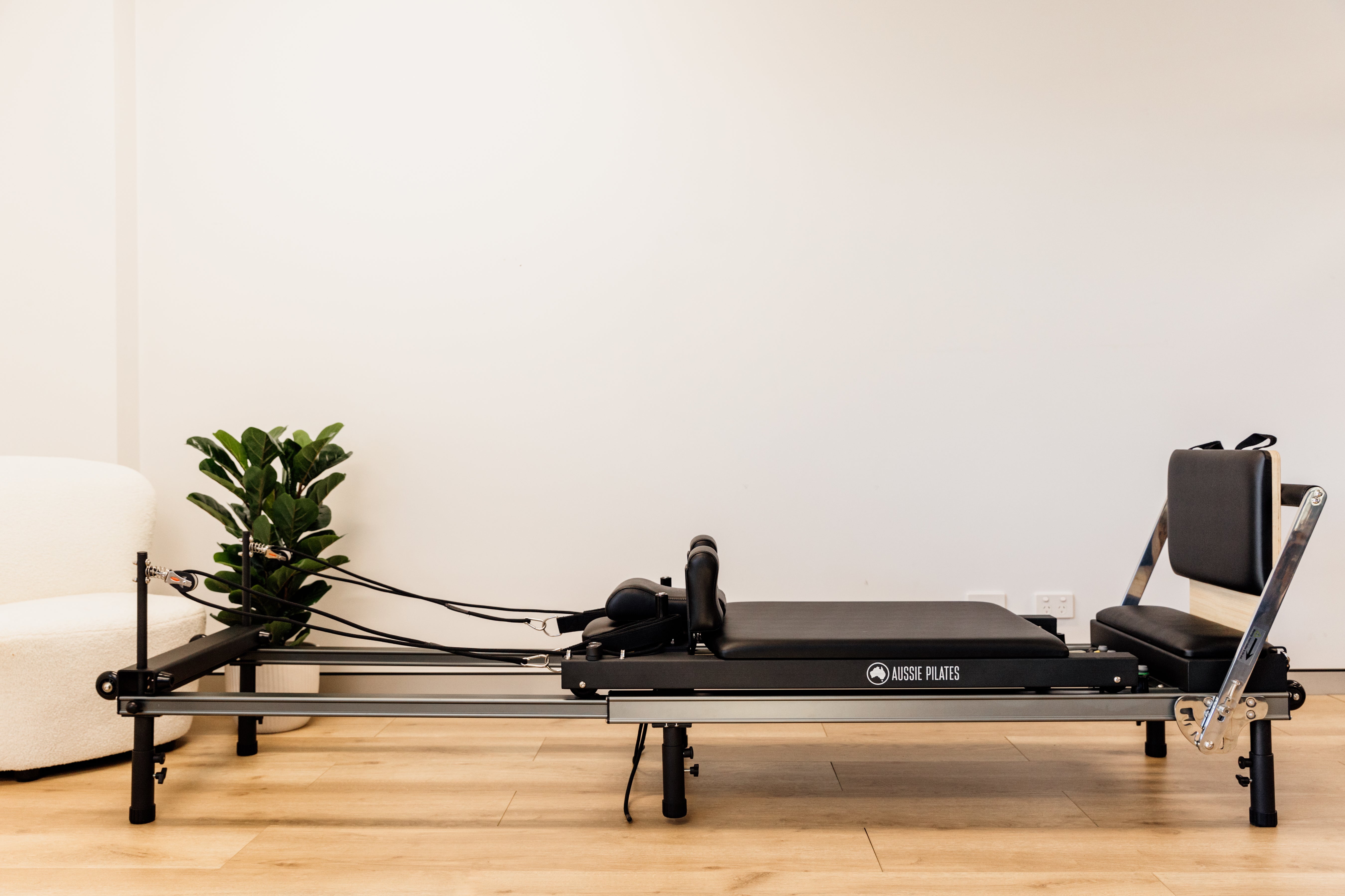 Light Gray Sleek Foldaway Reformer by Aussie Pilates Pilates World