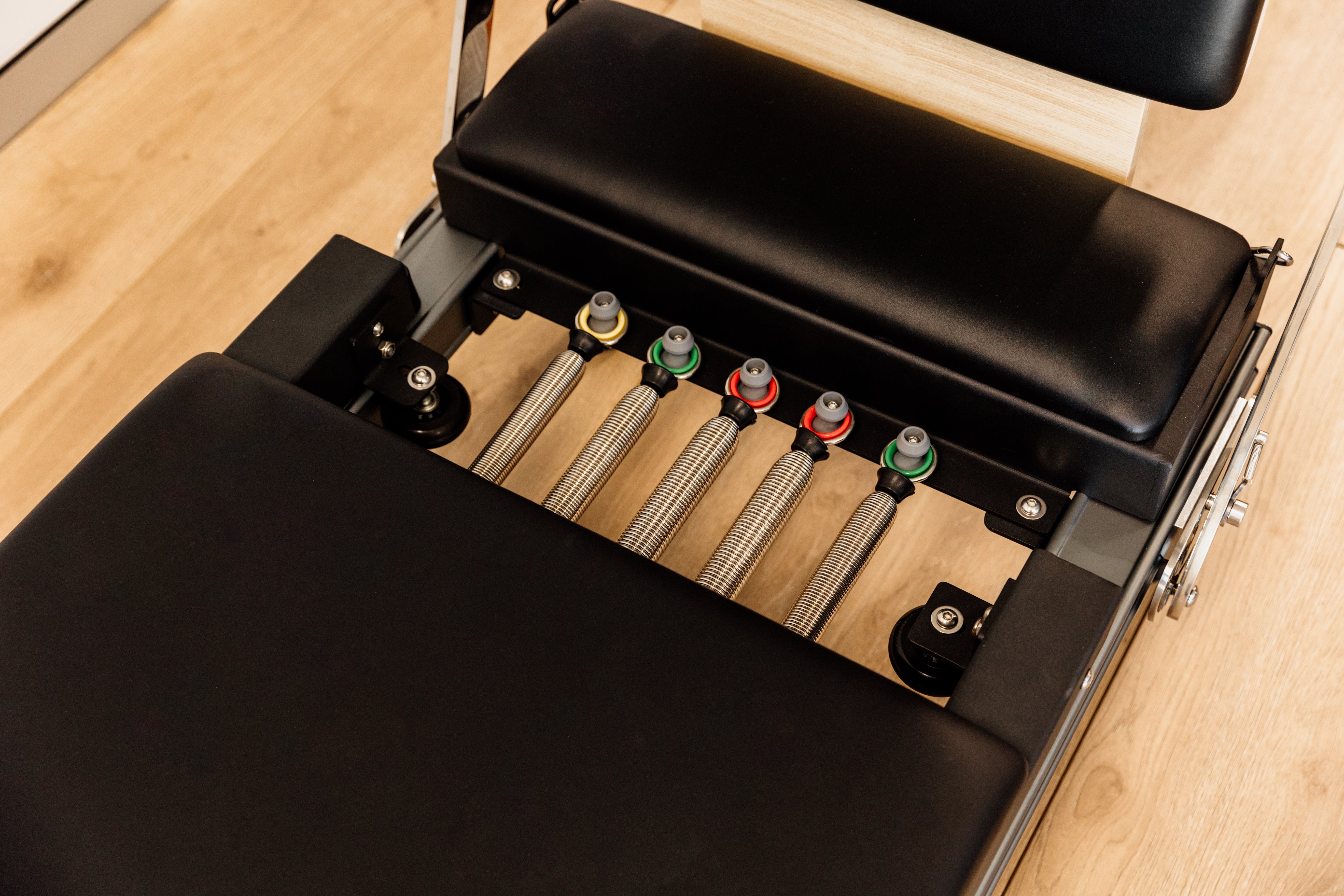 Black Sleek Foldaway Reformer by Aussie Pilates Pilates World