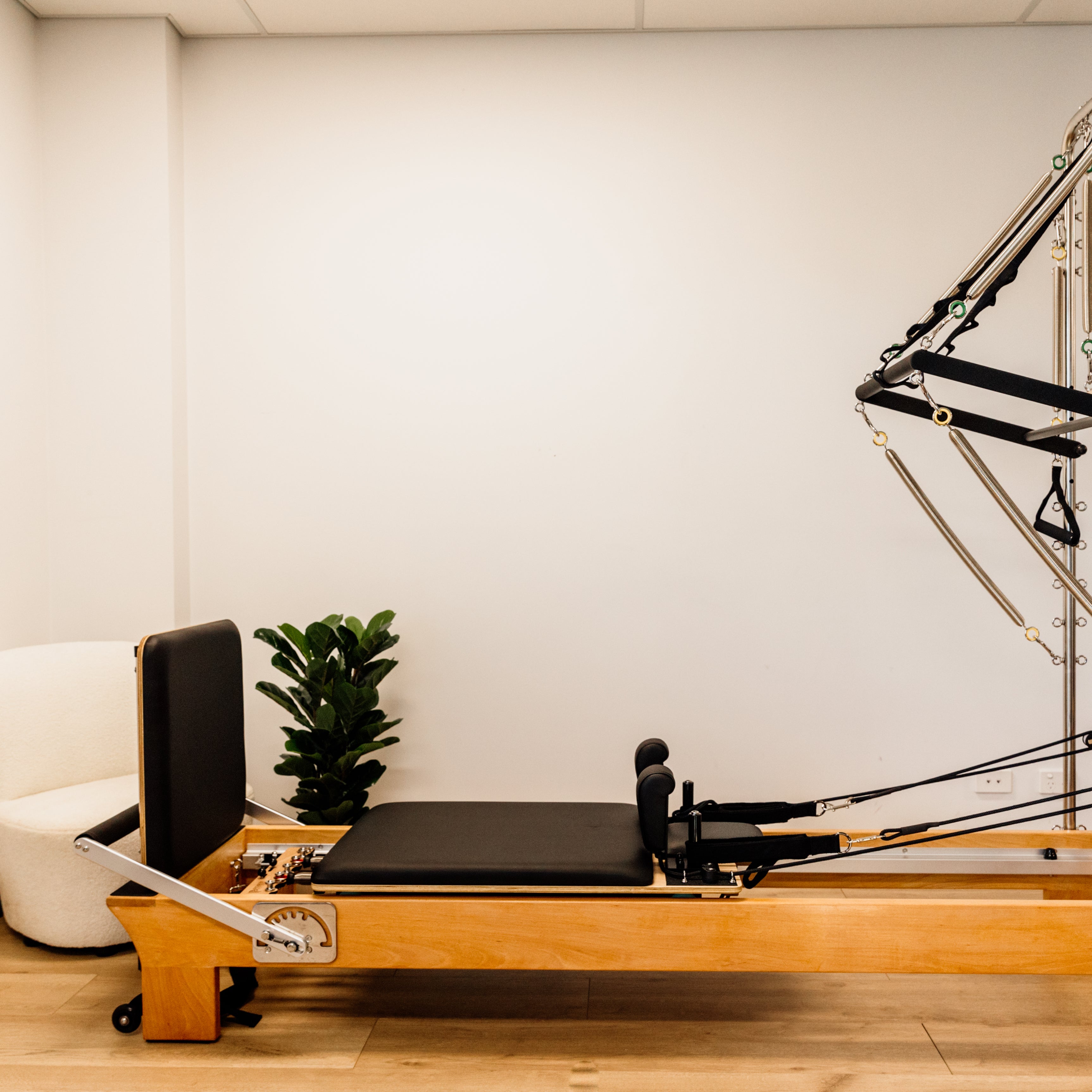 Light Gray Classic Half Trapeze Studio Reformer by Pioneer Pilates Pilatesworld Half Trapeze