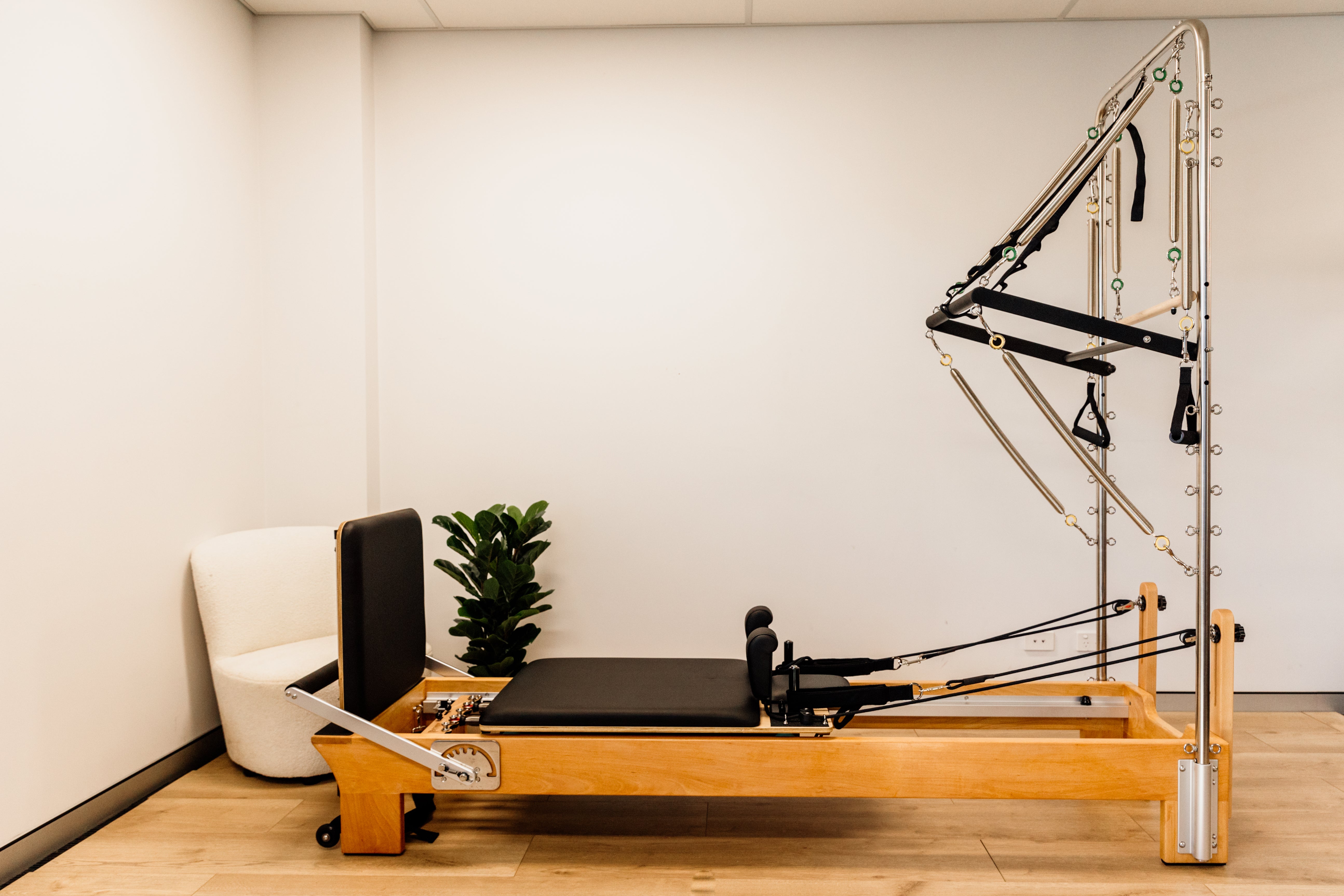 Light Gray Classic Half Trapeze Studio Reformer by Pioneer Pilates Pilatesworld Half Trapeze